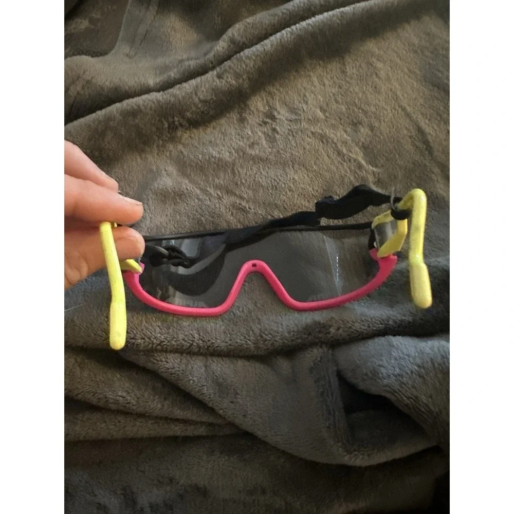 Rare Vintage 1980s Alpina Swing S Neon Pink Yellow Shield Sunglasses W Germany